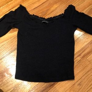 ruffle off the shoulder long sleeve